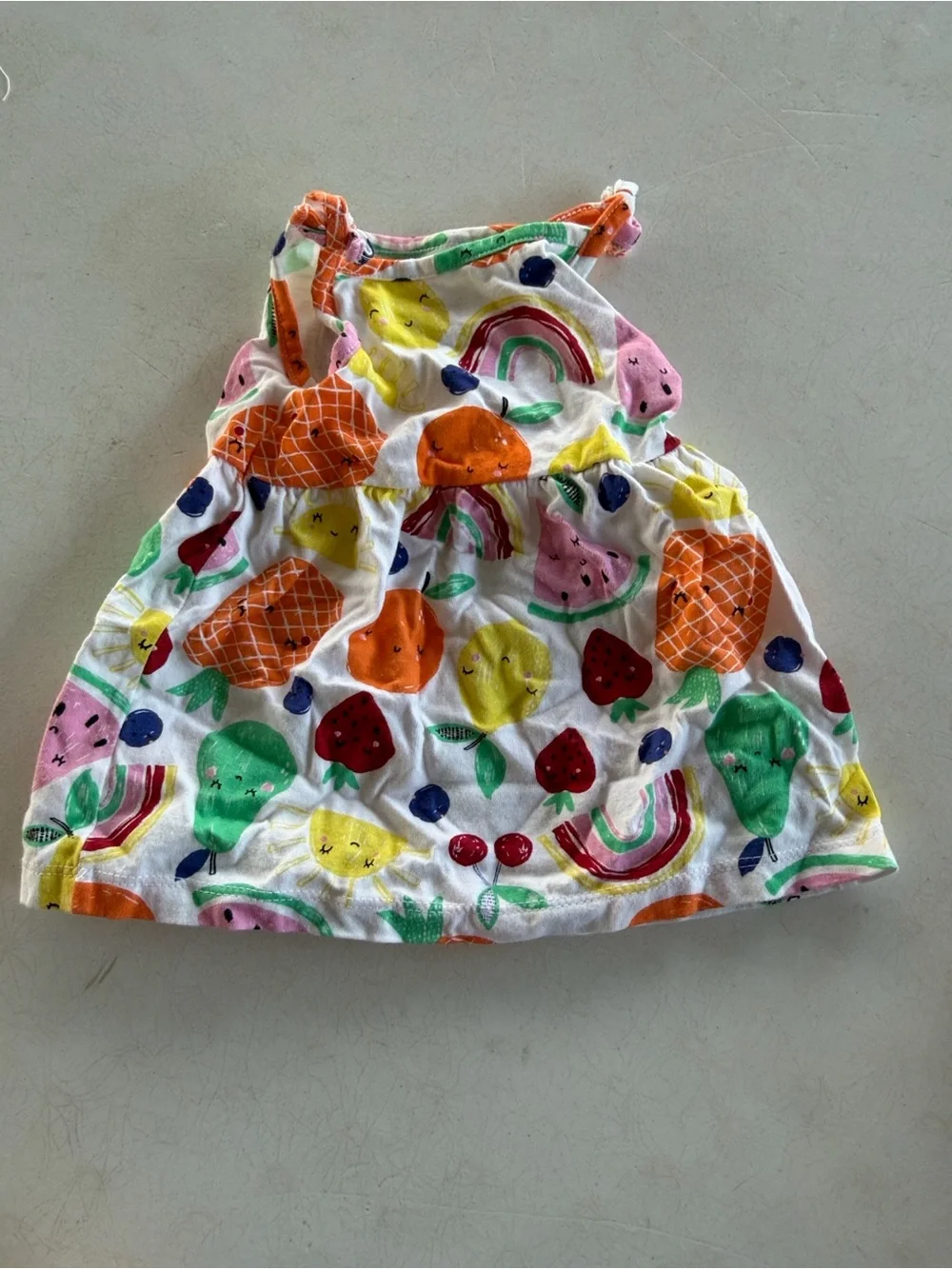 Wonder Nation White Sundress with Colorful Fruit & Rainbow Print